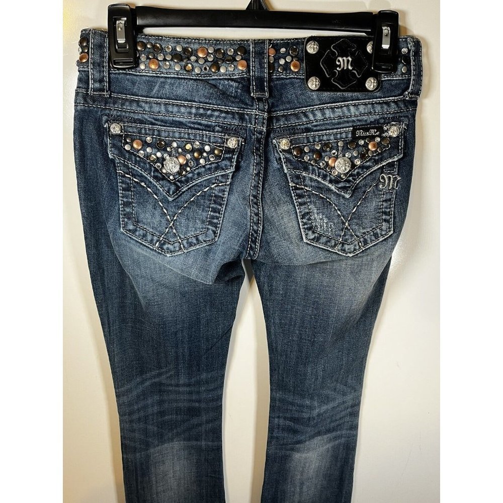 Blue Denim MISS ME JW4288B31 Stretch Boot Cut Jeans w/Crystals & Studs 25 - Picture 4 of 12